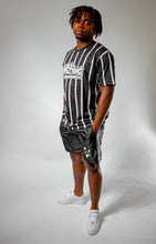 Load image into Gallery viewer, Striped Short Sleeve Big Logo Tee (BLACK &amp; WHITE)

