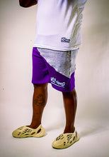 Load image into Gallery viewer, Split Double Logo Cotton Shorts (GREY &amp; PURPLE)

